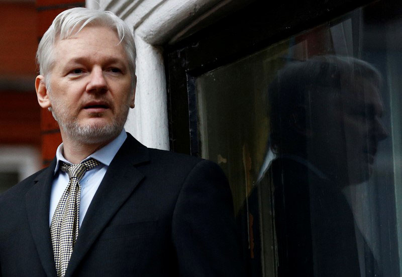File - WikiLeaks founder Julian Assange makes a speech from the balcony of the Ecuadorian Embassy, in central London, Britain, on February 5, 2016. Photo: Reuters