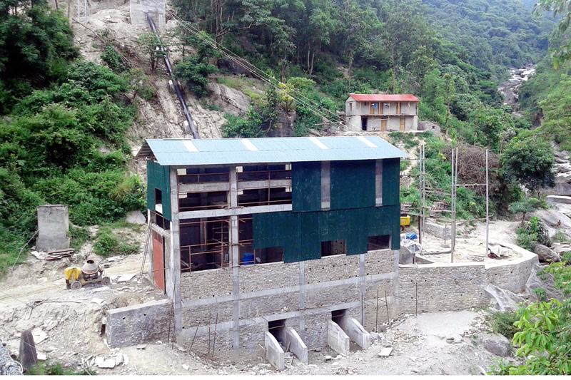 An under-construction building of the Mewa Khola Hydro Electricity Power plant at Lafyang in Diktel Municipality of Khotang district, on Tuesday, September 13, 2016. Photo: RSS