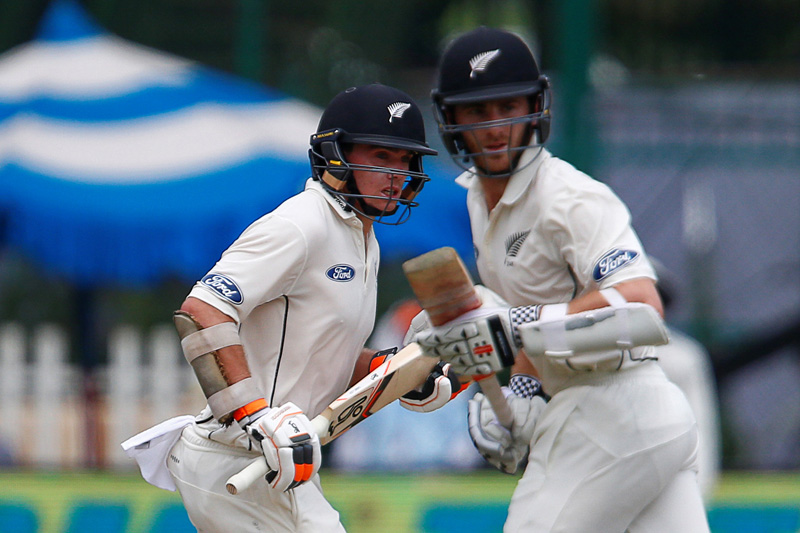 New Zealand's Tom Latham and Kane Williamson run between wickets. Photo: Reuters
