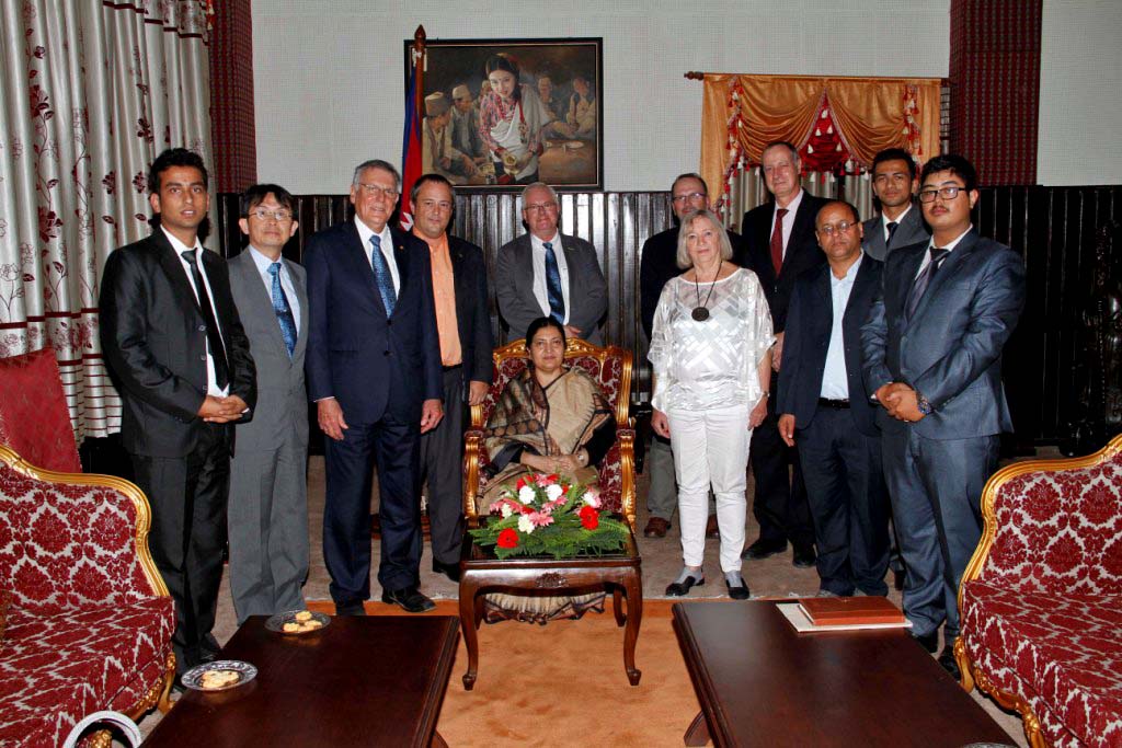 A delegation led by visiting Nobel laureate Prof Dan Shechtman with President Bidya Devi Bhandari at the latteru2019s office, Sheetal Niwas, on Tuesday, September 20, 2016. Photo Courtesy: Presidentu2019s Office