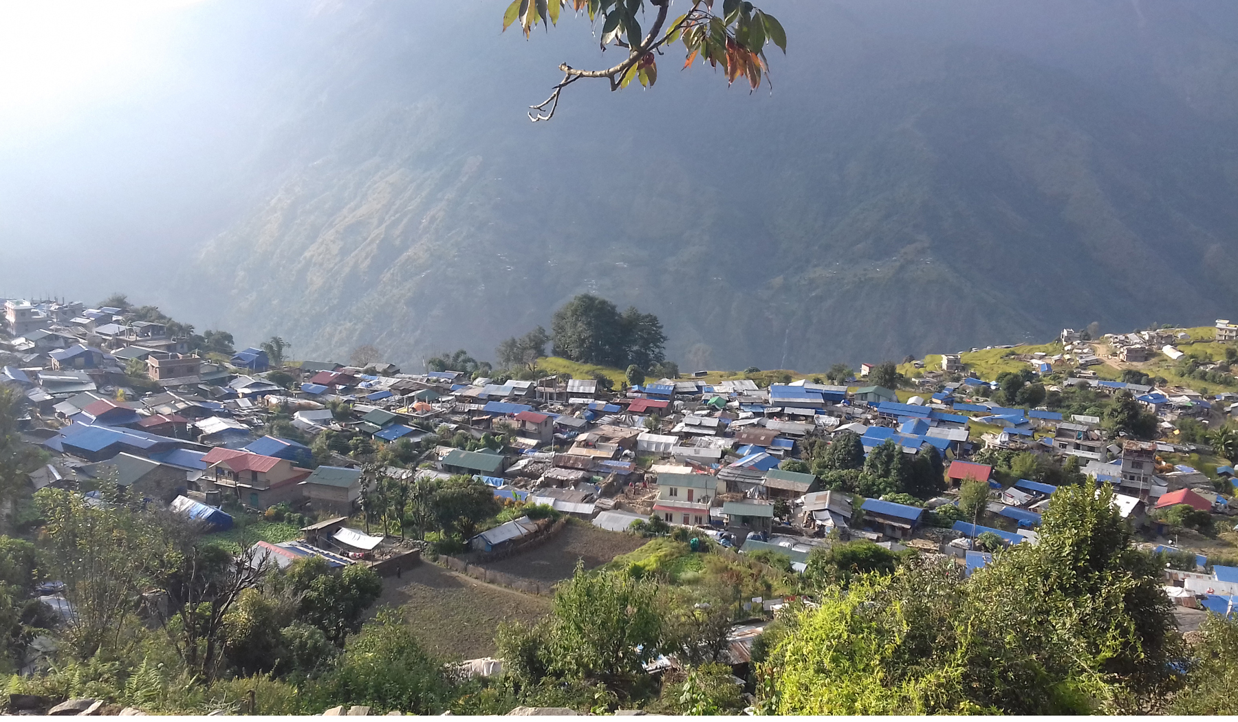 FILE: After 18 months of 7.6 earthquake, people in Barpak of Gorkha district still reside in temporary huts. Since youths of the village have gone abroad, the reconstruction of the village has slowed. Photo: RSS