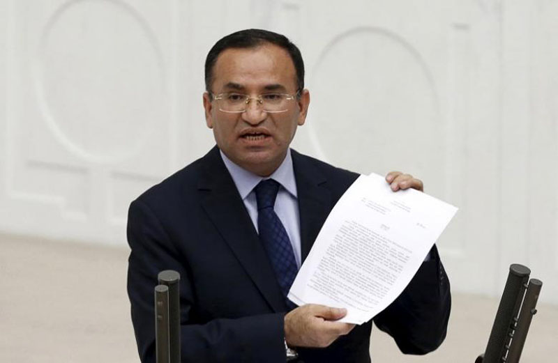 Justice Minister Bekir Bozdag addresses the Turkish Parliament during a debate in Ankara in this March 19, 2014 file photo. Photo: Reuters