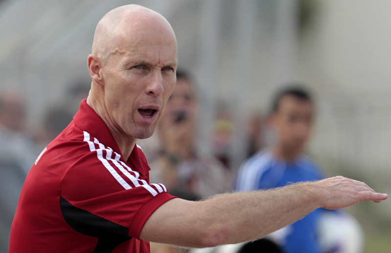 FILE - In this Friday May 11, 2012 file photo, Egypt's coach Bob Bradley from the US gestures during a friendly soccer match between the Lebanese and Egyptian national teams, in the northern port city of Tripoli, Lebanon. Photo: AP