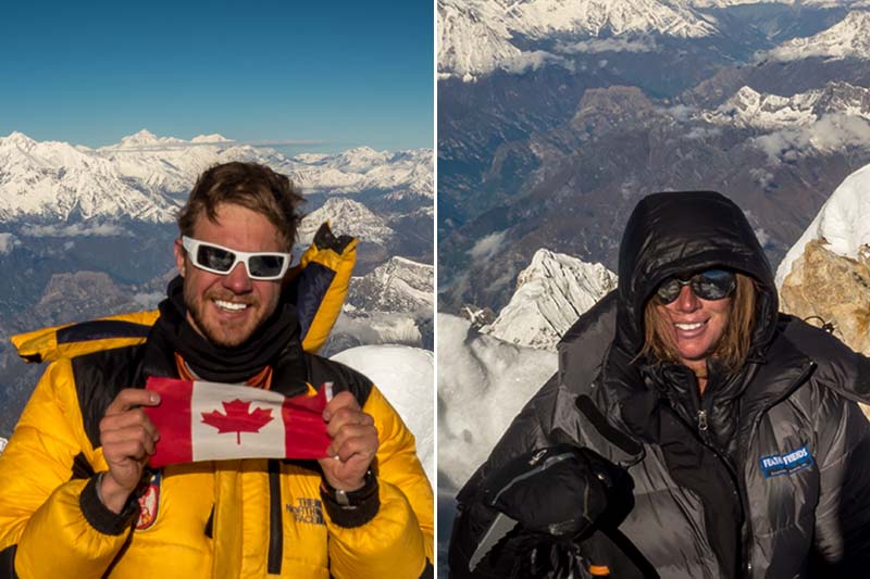 Canadian mountaineer Christopher Manning (left) and US mountaineer Amy McMillin after their successful climb of the Mt Manaslu. Photo Courtesy: Christopher Manning