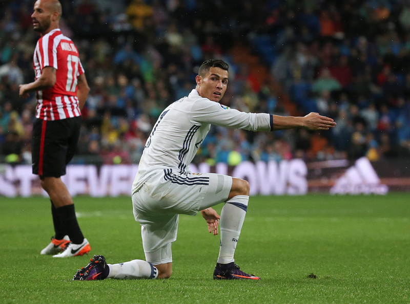 Real Madrid's Cristiano Ronaldo reacts. Photo: Reuters