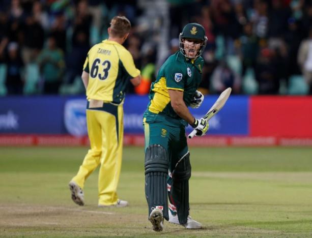 Cricket - Australia v South Africa - Third ODI cricket match - Kingsmead Cricket Stadium, Durban, South Africa - 5/10/2016. South Africa's David Miller celebrates winning. REUTERS/Rogan Ward