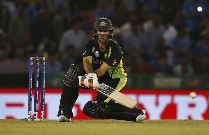 Cricket - India v Australia - World Twenty20 cricket tournament - Mohali, India - 27/03/2016. Australia's Glenn Maxwell plays a shot. REUTERS/Adnan Abidi
