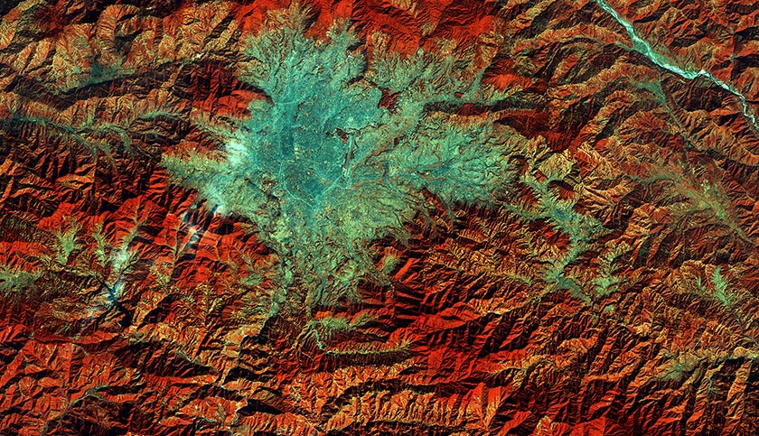 European Space Agence (ESA) has released a satellite image showing part of the central Nepal including the Kathmandu Valley at the top and the Himalayan foothills. This image, also featured on the Earth from Space video programme, was captured by the Copernicus Sentinel-2A satellite on 28 December 2015. Photo: ESA
