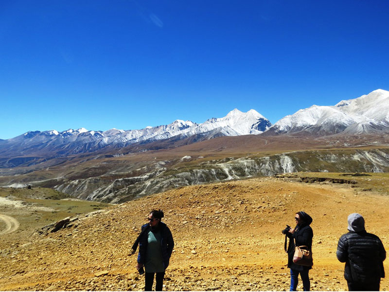 Tourists capturing panoramas in the vicinity of Korala Sino-Nepal border in Mustang district, on Sunday, October 30, 2016. Photo: RSS