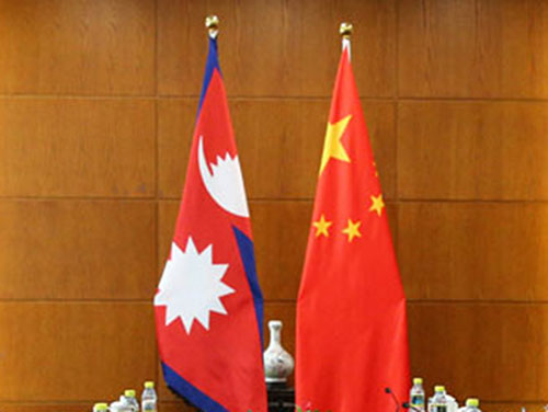File - Nepal and China's flags on display, during the meeting of China's Foreign Minister Wang Yi and Nepal Premier's special envoy Krishna Bahadur Mahara at the Ministry of Foreign Affairs in Beijing, China, on Tuesday, August 16, 2016. Photo: Wu Hong, Pool Photo via AP