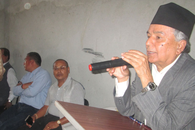 FILE: Nepali Congress senior leader Ram Chandra Paudel speaks at a party function in Damauli of Tanahun, on Saturday, October 22, 2016. Photo: Madan Wagle