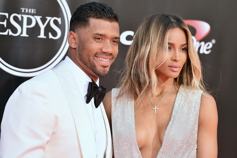 FILE - In this July 13, 2016, file photo, NFL football player Russell Wilson, of the Seattle Seahawks, left, and Ciara arrive at the ESPY Awards at the Microsoft Theater in Los Angeles. Photo: AP