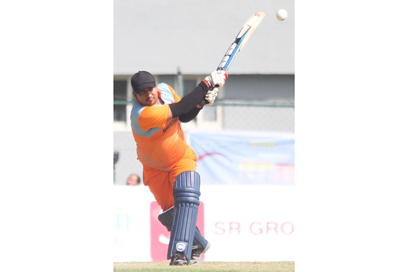 Sunit Shrestha of Machhapuchchhre bats against Nabil during their third Century Bank Corporate Super Sixes match at the TU Stadium on Thursday, October 20, 2016. Photo: Udipt Singh Chhetry/THT