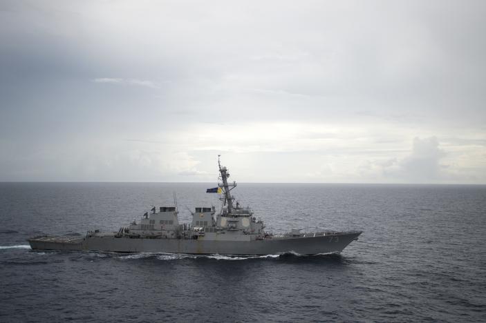 Guided-missile destroyer USS Decatur (DDG 73) operates in the South China Sea as part of the Bonhomme Richard Expeditionary Strike Group (ESG) in the South China Sea on October 13, 2016.  Courtesy Diana Quinlan/U.S. Navy/Handout via REUTERS