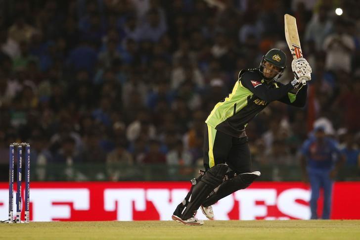 Cricket - India v Australia - World Twenty20 cricket tournament - Mohali, India - 27/03/2016. Australia's Usman Khawaja plays a shot. REUTERS/Adnan Abidi/Files