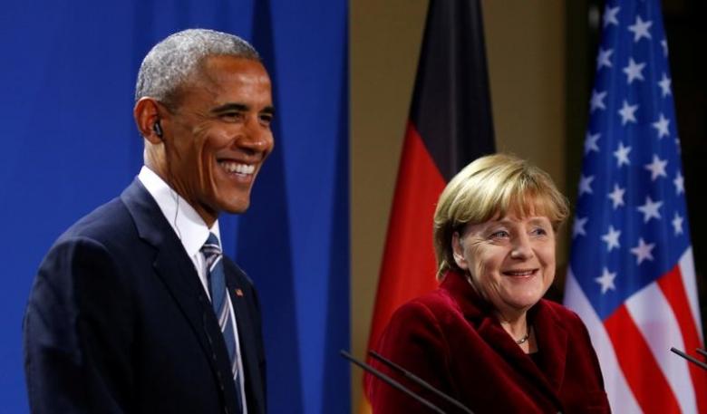 US President Barack Obama and Chancellor Angela Merkel smile during their press conference at the German Chancellery in Berlin, Germany, on November 17, 2016. Photo: Reuters
