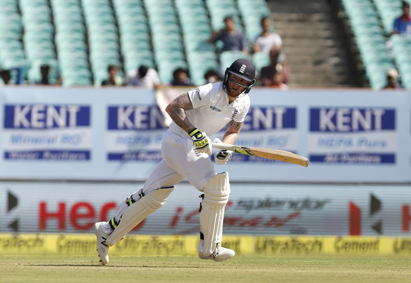 England's Ben Stokes runs between the wickets. Photo: Reuters