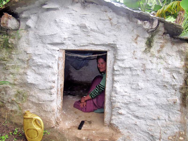 Bimala Bohora, 18, a menstruating woman,  living in a Chhaupadi shed,  in Kolti  VDC,Bajura, on Wednesday, November 23, 2016. Photo: THT