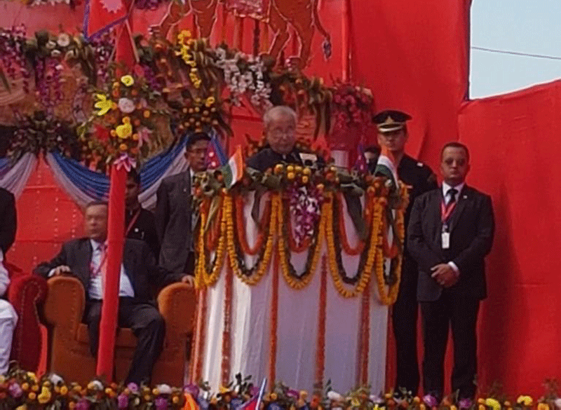Indian President Pranab Mukherjee addressing a programme organised in Janakpur on Friday, November 04, 2016. Photo: Embassy of India in Nepal 