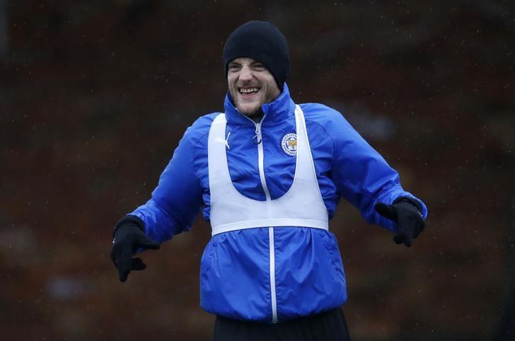 Britain Football Soccer - Leicester City Training, Leicester City Training Ground, Leicester, England - 21/11/16 Leicester City's Jamie Vardy during training Action Images via Reuters / Carl Recine Livepic