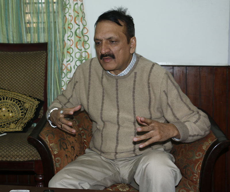 An interview with Minister for Foreign Affairs Prakash Sharan Mahat about the Indian President Pranab Mukherjee's three-day vist to Nepal, in Kathmandu, on November 1, 2016. Photo: RSS