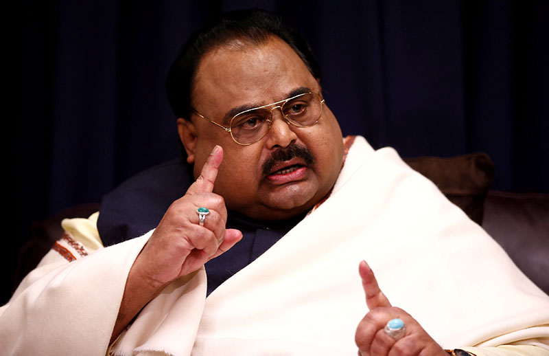 File- Founder of Pakistan's MQM party, Altaf Hussain, reacts during an interview at the party's offices in London, Britain October 30, 2016.Photo: REUTERS