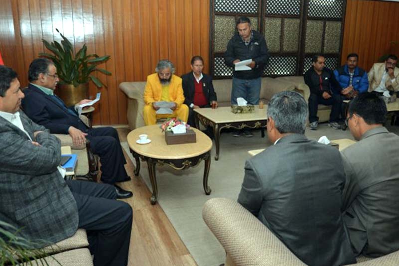 Prime Minister Pushpa Kamal Dahal in a meeting with a team of human rights activists at the PM's residence, in Baluwatar, on Monday, November 7, 2016. Photo Courtesy: PM's Secretariat