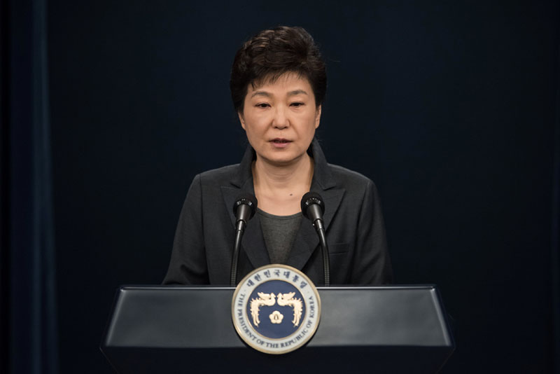 South Korean President Park Geun-Hye speaks during an address to the nation, at the presidential Blue House in Seoul, on November 4, 2016. Photo: Reuters