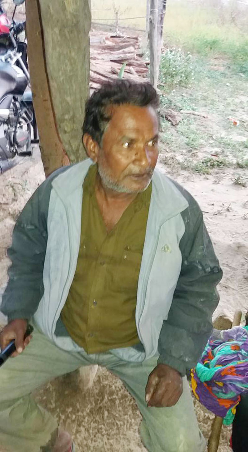 Ram Avatar Kurmi (65) of  Ramgadhawa VDC in Parsa district, poses for a photo after he managed to escape from the captivity of two kidnappers he was held in, after three days, on Wednesday, November 30, 2016. Photo: Ram Sarraf