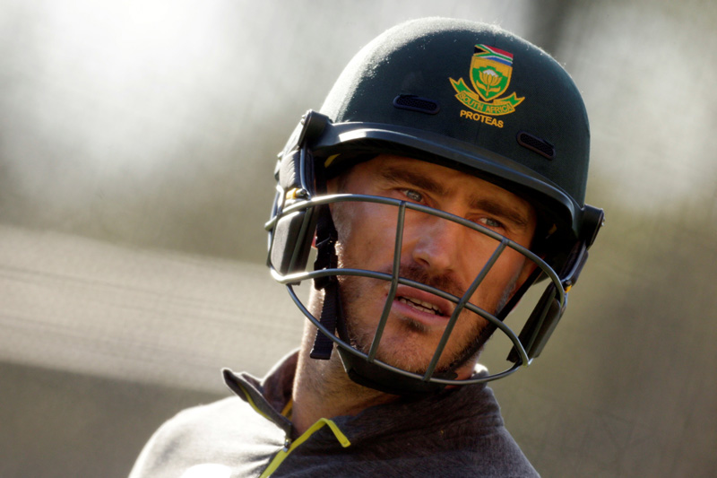 South African cricket captain Faf du Plessis during a training session in Adelaide. Photo: Reuters