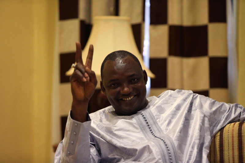 Gambian president-elect Adama Barrow poses for a photo after an exclusive interview with Reuters in Banjul, Gambia, on December 12, 2016. Photo: Reuters