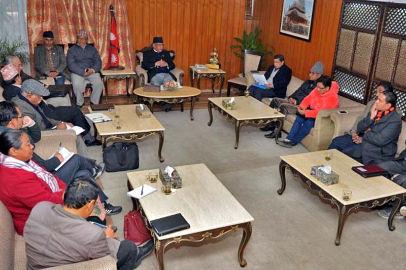 A meeting of the CPN Maoist Centre Central Office under the leadership of party Chairman Pushpa Kamal Dahal in Baluwatar, on Wednesday, December 28, 2016. Photo Courtesy: PM's Secretariat