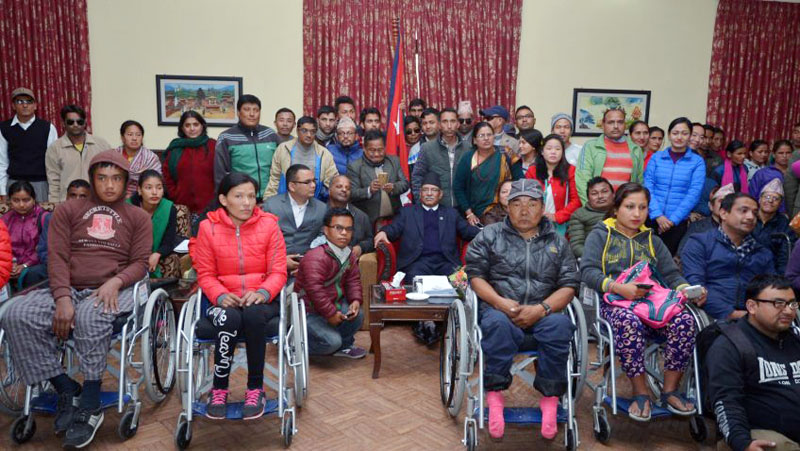 Persons with disabilities and representatives of different organisations meet Prime Minister Pushpa Kamal Dahal at Baluwatar in Kathmandu on Friday, December 2, 2016. Photo: PM's Secretariat