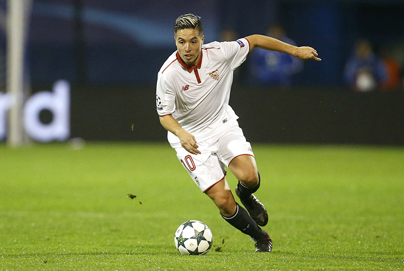 FILE - Sevilla's Samir Nasri controls the ball during the Champions League Group H soccer match between Dinamo Zagreb and Sevilla, at the Maksimir stadium in Zagreb, Croatia, on Tuesday, October 18, 2016. Photo: AP