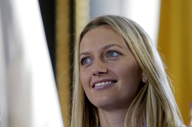File- Czech Republic's Petra Kvitova smiles during the draw for the Fed Cup final in Prague, on November 13, 2015. Photo: Reuters