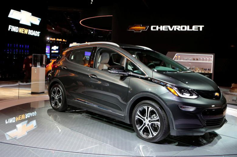 File- A 2018 Chevrolet Bolt EV is displayed during the North American International Auto Show in Detroit, Michigan, US, on January 9, 2017. Photo: Reuters