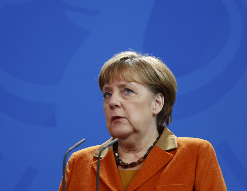 German Chancellor Angela Merkel addresses the media at the Chancellery in Berlin, Germany, on January 18, 2017. Photo: Reuters