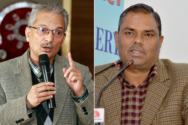 File: Baburam Bhattarai and Upendra Yadav. Photos: THT