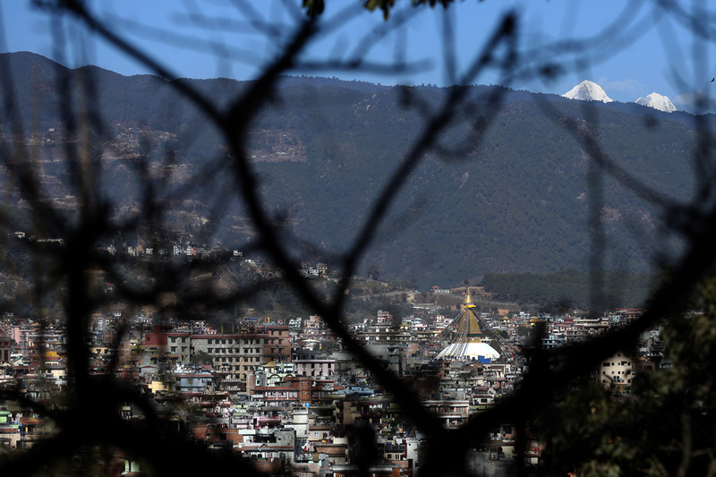 The Bauddhanath Stupa and its surrounding is captured in this picture taken from Guhyeshwori of Pashupati area in Kathmandu in the sunny afternoon of Friday, January 20, 2017. Photo: RSS
