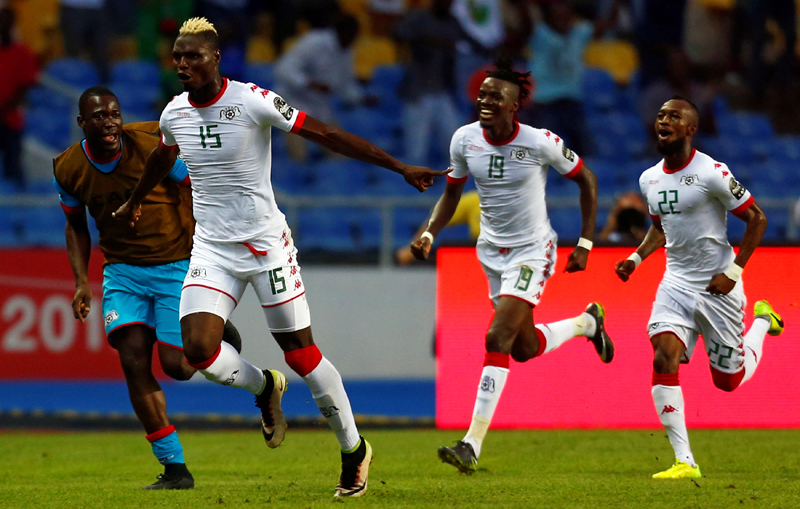 Burkina Faso's Aristide Bance celebrates with his teammates scoring a goal. Photo: Reuters
