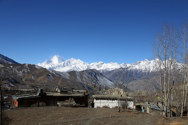 The Dhaulagiri Mountain Range is seen from Muktinath of Mustang district, on Saturday, January 14, 2017. Photo: RSS