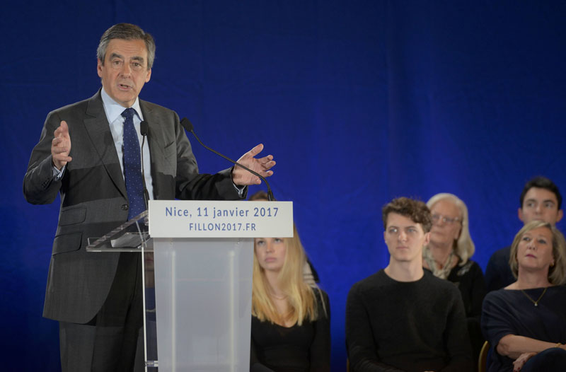 Francois Fillon, member of Les Republicains political party and 2017 presidential candidate of the French centre-right, attends a political rally in Nice, France, on January 11, 2017. Photo: Reuters
