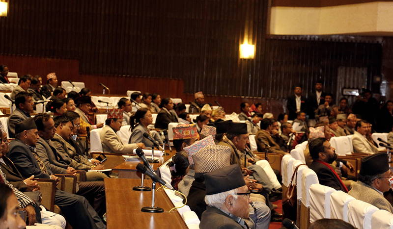 Lawmakers attend the Parliament meeting in Kathmandu, on Sunday, January 8, 2017. Photo: RSS