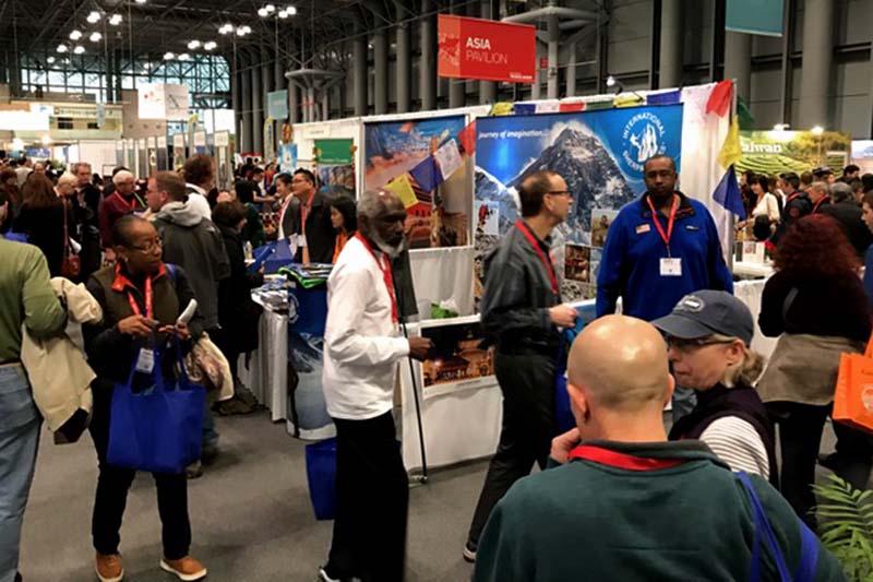 Visitors throng a Nepal stall at the New York Times Travel Show-2017 in New York, on Sunday, January 29, 2017. Photo Courtesy: AC Sherpa