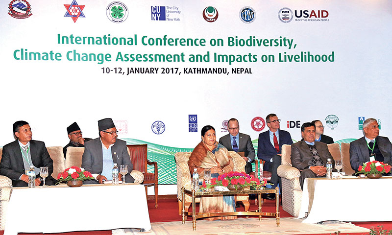 President Bidya Devi Bhandari participating in an international biodiversity conference, in Kathmandu, on Tuesday, January 10, 2017. Photo: THT