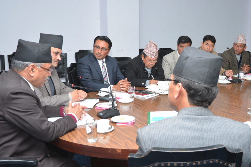 Prime Minister Pushpa Kamal Dahal chairs the National Planning Commission (NPC) meeting in Kathmandu on Sunday, January 8, 2017. Photo: PM's Secretariat