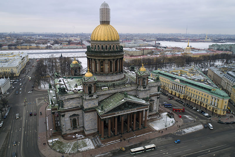 FILE - An aerial view of St Isaac's Cathedral in St Petersburg, Russia, on Thursday, January 12, 2017.  Photo: AP