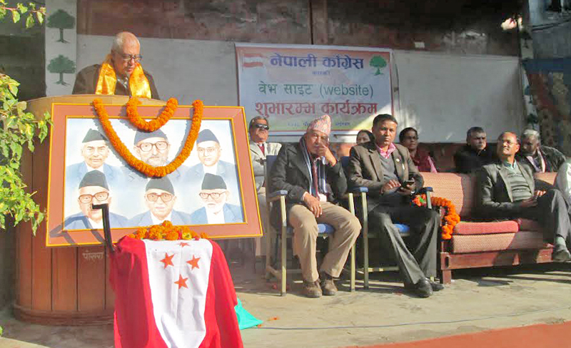 Nepali Congress General Secretary Shashanka nKoirala speaking during the inauguration of Nepali Congressu0092 Kaski website, in Pokhara, on Sunday, January 8, 2016. Photo: THT