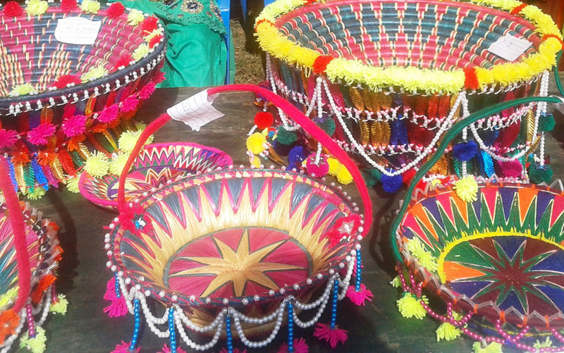 Handicrafts made by Tharu women are exhibited at a function in Krishnapur of Kanchanpur district on Friday, January 20, 2017.