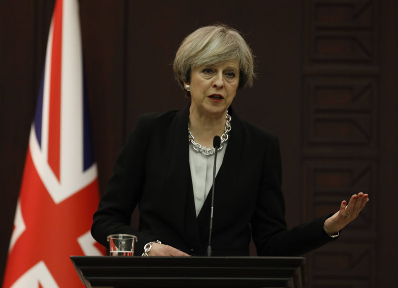 Britain's Prime Minister Theresa May speaks during a joint news conference with her Turkish counterpart Binali Yildirim (not pictured) in Ankara, Turkey, on January 28, 2017. Photo: Reuters
